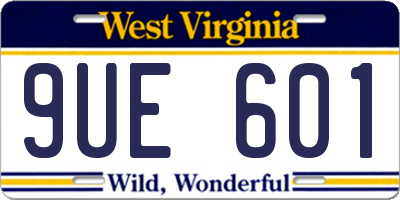 WV license plate 9UE601