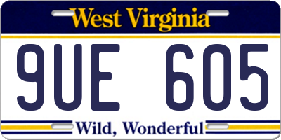 WV license plate 9UE605