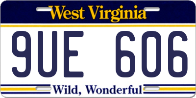 WV license plate 9UE606