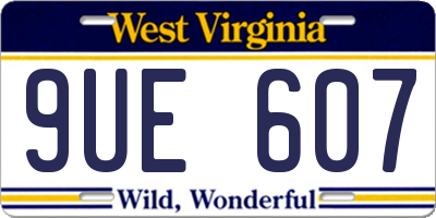 WV license plate 9UE607