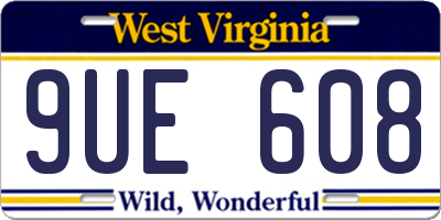 WV license plate 9UE608