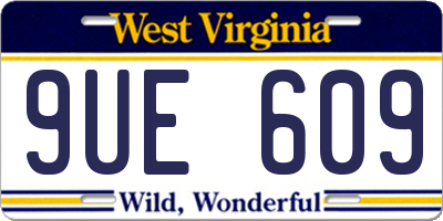 WV license plate 9UE609