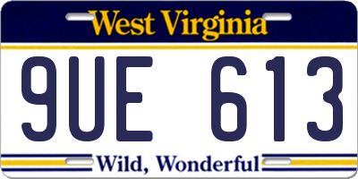 WV license plate 9UE613