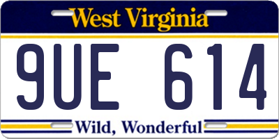 WV license plate 9UE614