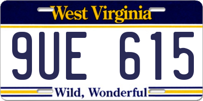 WV license plate 9UE615