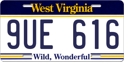 WV license plate 9UE616