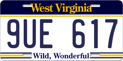 WV license plate 9UE617