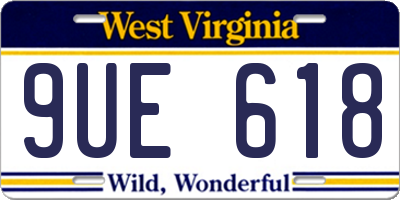 WV license plate 9UE618