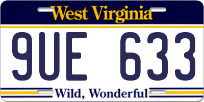 WV license plate 9UE633