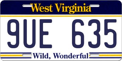 WV license plate 9UE635