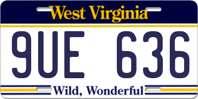 WV license plate 9UE636