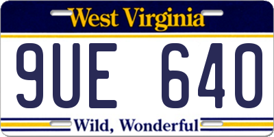 WV license plate 9UE640