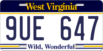 WV license plate 9UE647