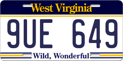 WV license plate 9UE649