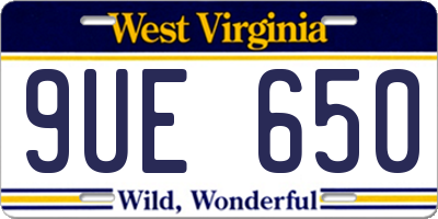 WV license plate 9UE650