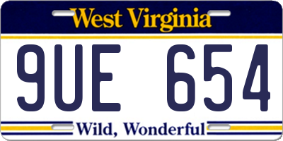 WV license plate 9UE654