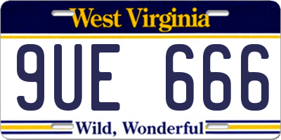 WV license plate 9UE666