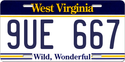 WV license plate 9UE667