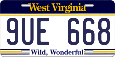 WV license plate 9UE668