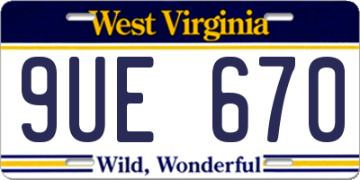 WV license plate 9UE670