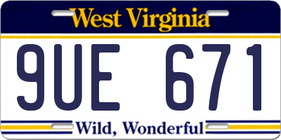 WV license plate 9UE671