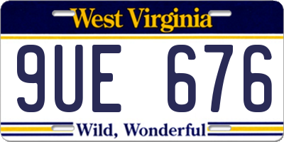 WV license plate 9UE676