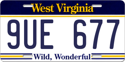 WV license plate 9UE677