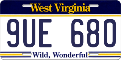 WV license plate 9UE680