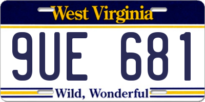 WV license plate 9UE681