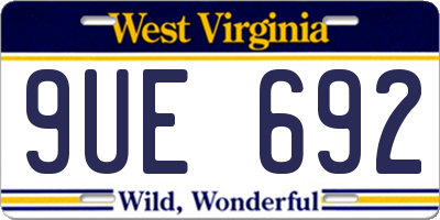 WV license plate 9UE692