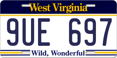 WV license plate 9UE697