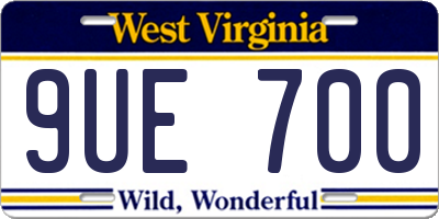 WV license plate 9UE700