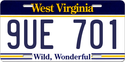 WV license plate 9UE701