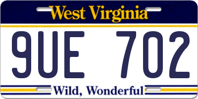 WV license plate 9UE702