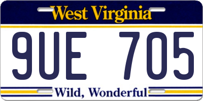 WV license plate 9UE705