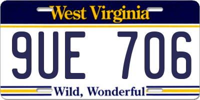 WV license plate 9UE706