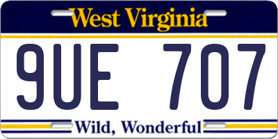 WV license plate 9UE707