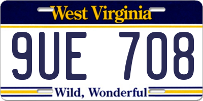 WV license plate 9UE708