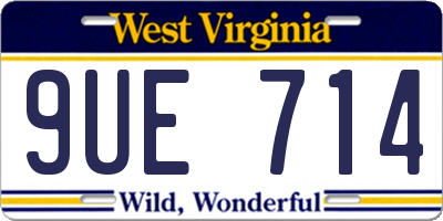 WV license plate 9UE714