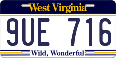 WV license plate 9UE716