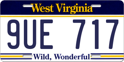WV license plate 9UE717