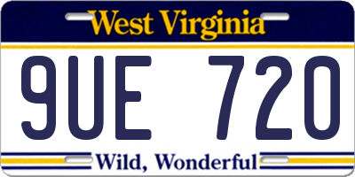 WV license plate 9UE720