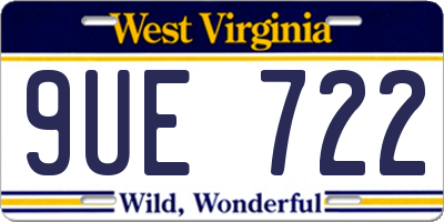 WV license plate 9UE722