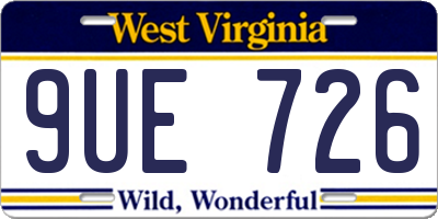 WV license plate 9UE726