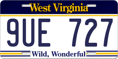 WV license plate 9UE727