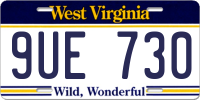 WV license plate 9UE730