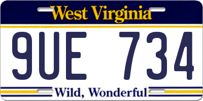 WV license plate 9UE734