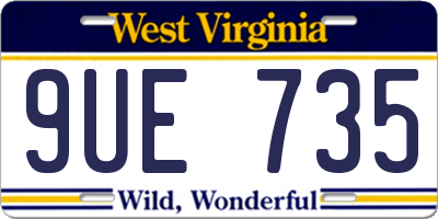 WV license plate 9UE735
