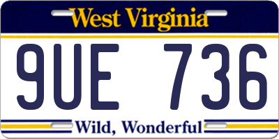 WV license plate 9UE736