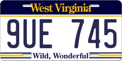 WV license plate 9UE745